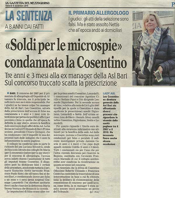 soldi per le microspie processo cosentino